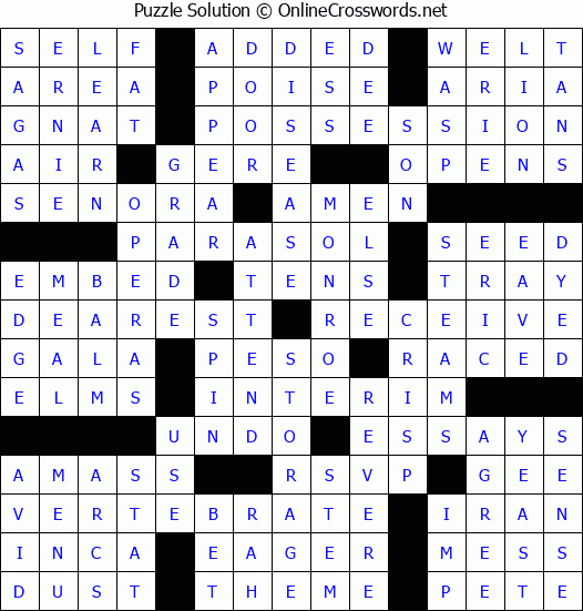 Solution for Crossword Puzzle #58149