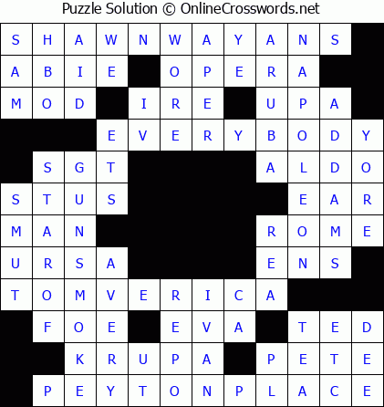 Solution for Crossword Puzzle #5815