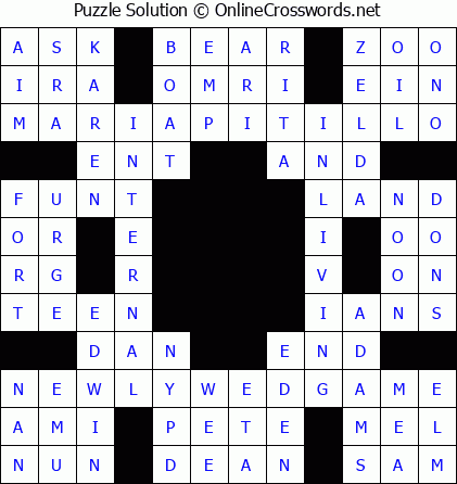 Solution for Crossword Puzzle #5827