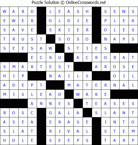 Solution for Crossword Puzzle #58297