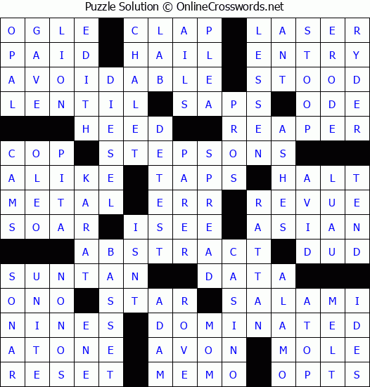 Solution for Crossword Puzzle #58320
