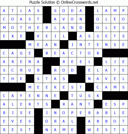 Solution for Crossword Puzzle #58391