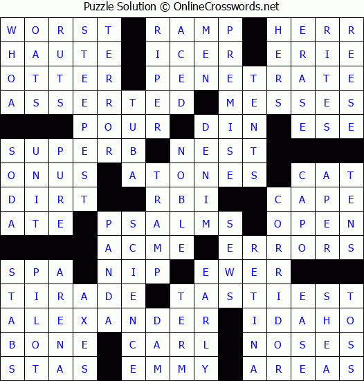 Solution for Crossword Puzzle #58416