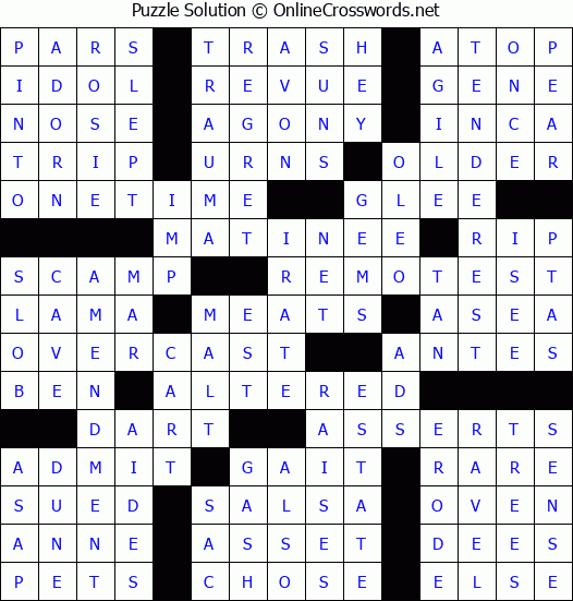 Solution for Crossword Puzzle #58467