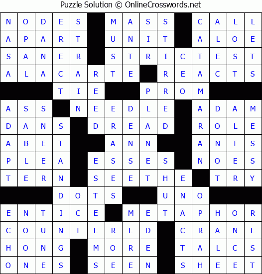 Solution for Crossword Puzzle #58544