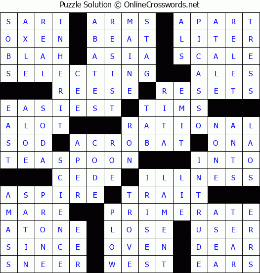 Solution for Crossword Puzzle #58621