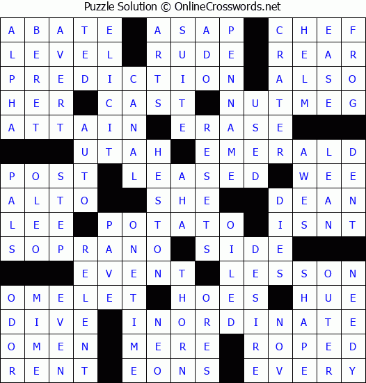 Solution for Crossword Puzzle #58785