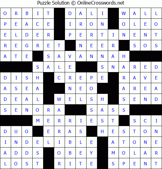Solution for Crossword Puzzle #58850