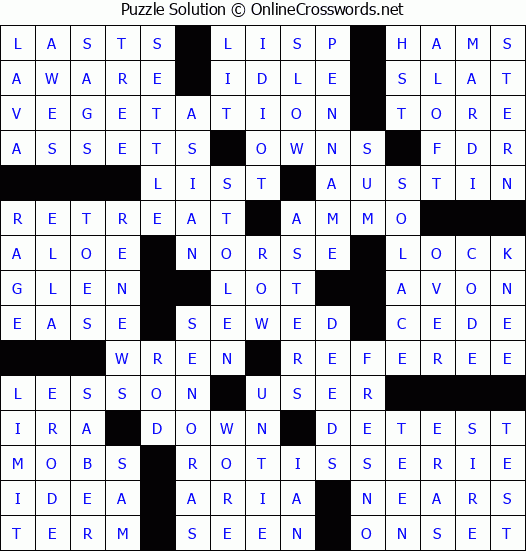 Solution for Crossword Puzzle #58856