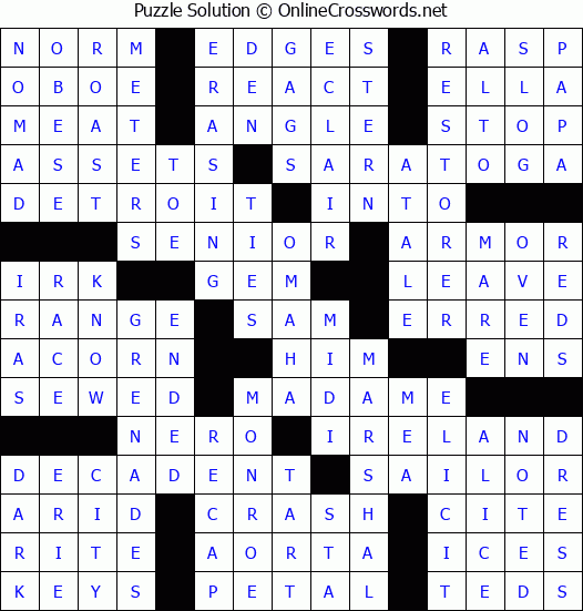 Solution for Crossword Puzzle #58959