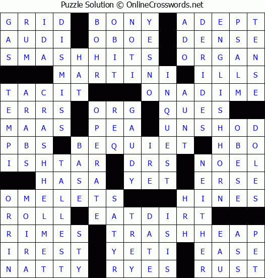 Solution for Crossword Puzzle #5899