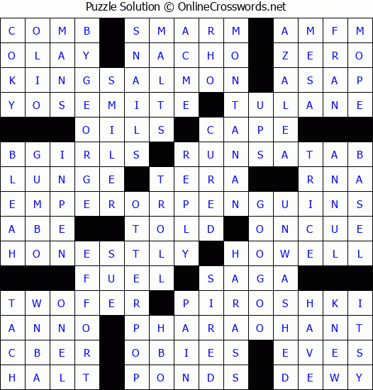 Solution for Crossword Puzzle #5900