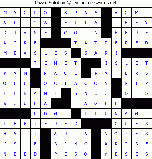 Solution for Crossword Puzzle #59014