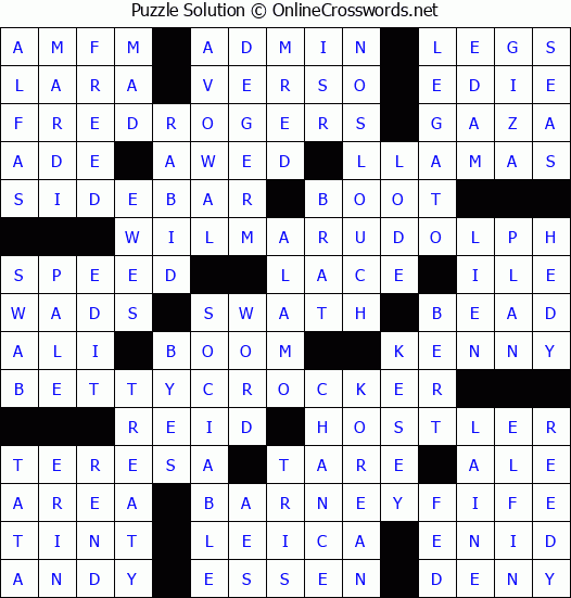 Solution for Crossword Puzzle #5903