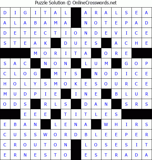 Solution for Crossword Puzzle #5934