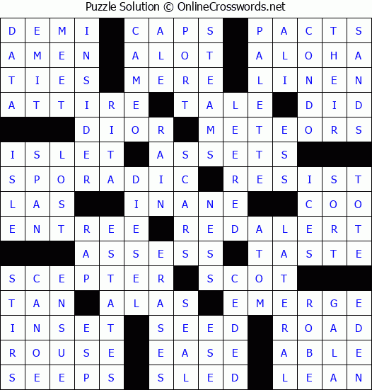 Solution for Crossword Puzzle #59362