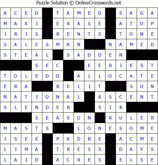 Solution for Crossword Puzzle #59372