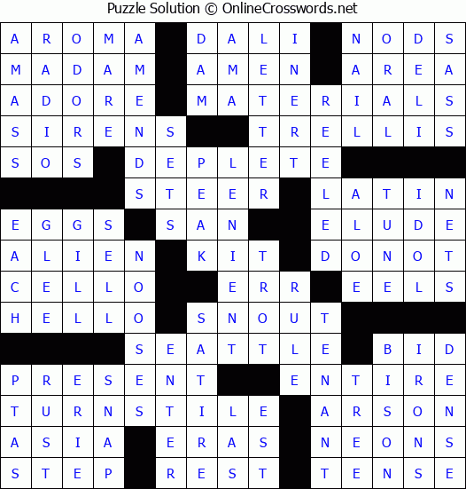 Solution for Crossword Puzzle #59402