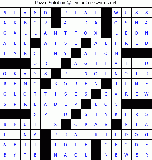 Solution for Crossword Puzzle 5944