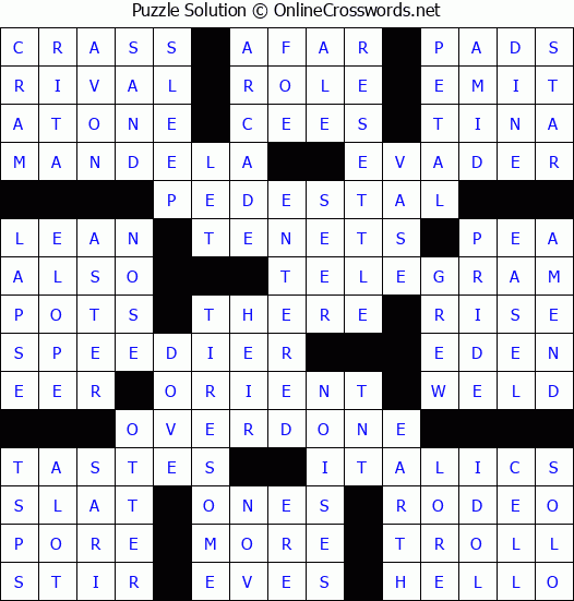 Solution for Crossword Puzzle #59481