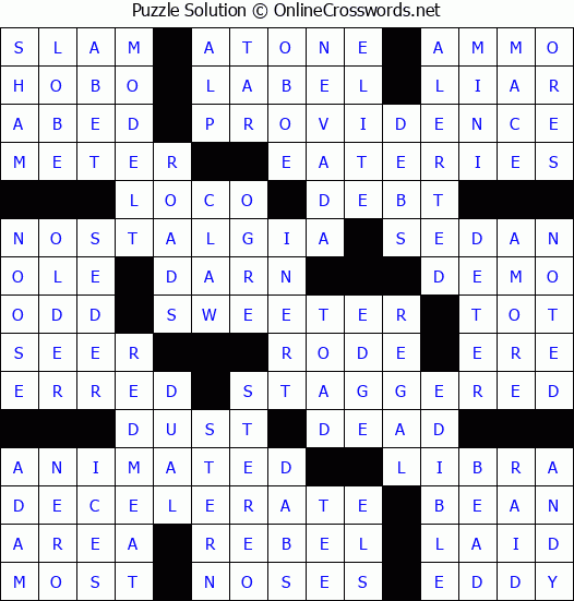 Solution for Crossword Puzzle #59484