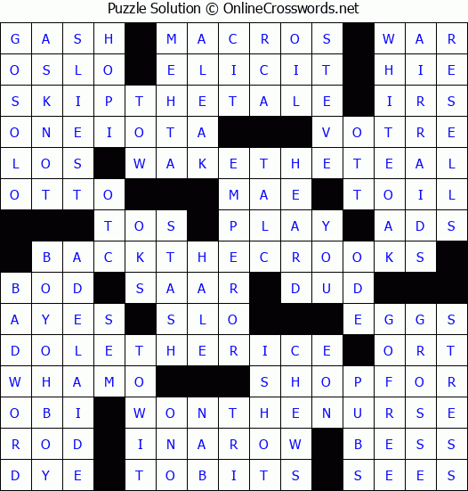 Free online crossword puzzles solutions