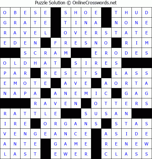 Solution for Crossword Puzzle #59609