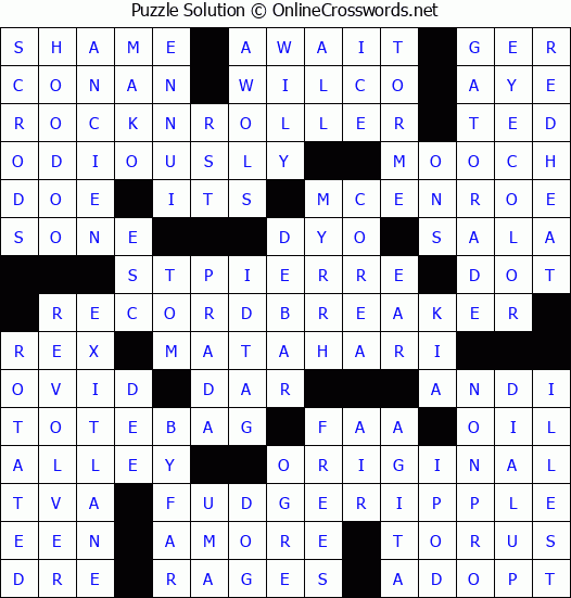 Solution for Crossword Puzzle #5961