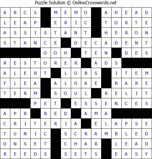 Solution for Crossword Puzzle #59624