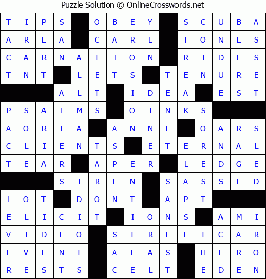 Solution for Crossword Puzzle #59628