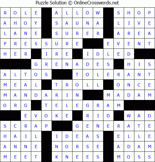 Solution for Crossword Puzzle #59655