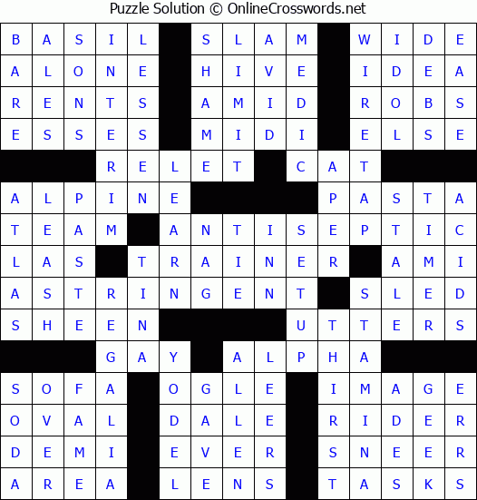 Solution for Crossword Puzzle #59787