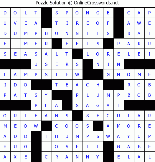 Solution for Crossword Puzzle #5985