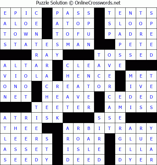 Solution for Crossword Puzzle #59937