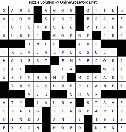 Solution for Crossword Puzzle #6005