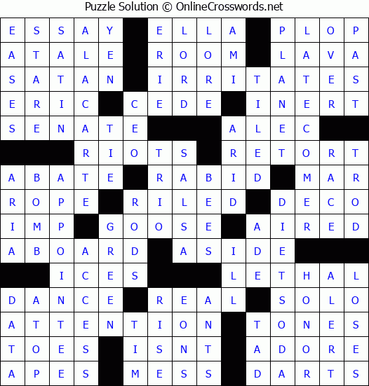 Solution for Crossword Puzzle #60238