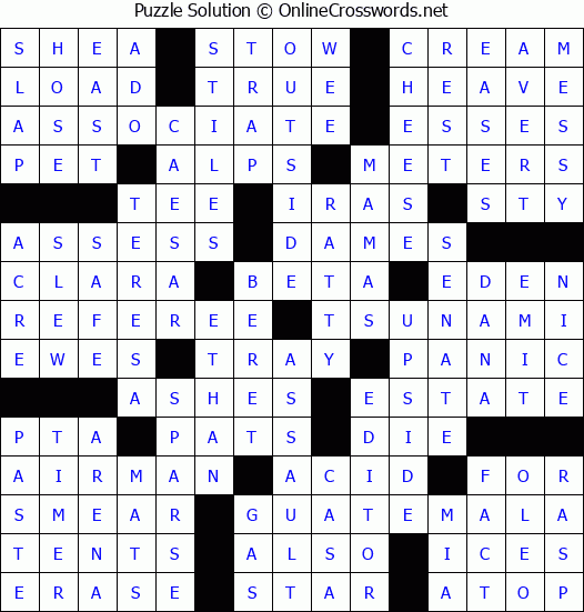 Solution for Crossword Puzzle #60265