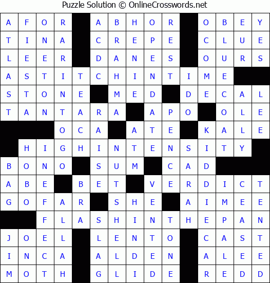 Solution for Crossword Puzzle #6034
