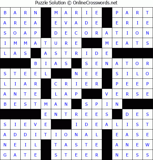 Solution for Crossword Puzzle #60345