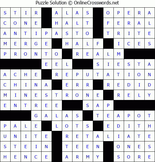 Solution for Crossword Puzzle #60442
