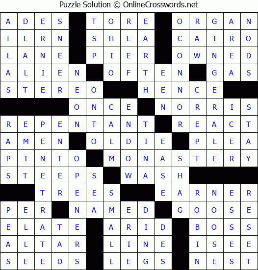 Solution for Crossword Puzzle #60504