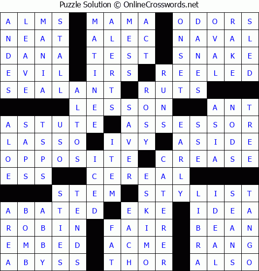 Solution for Crossword Puzzle #60526