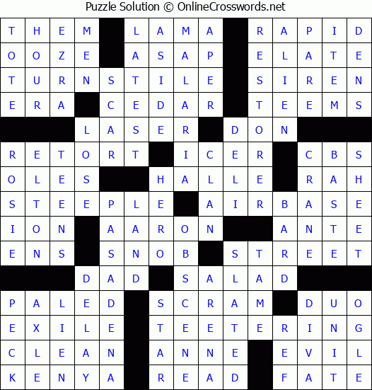 Solution for Crossword Puzzle #60683