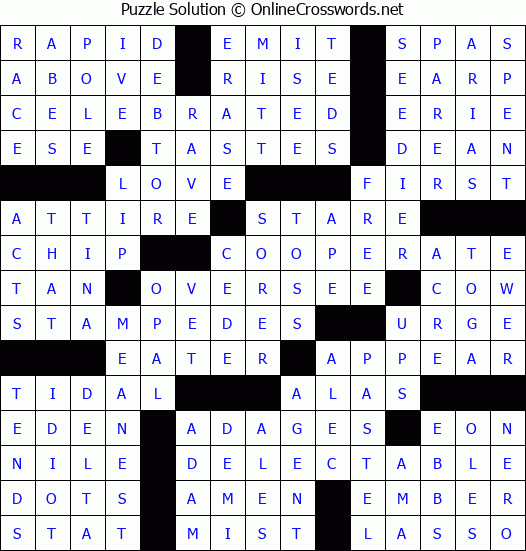 Solution for Crossword Puzzle #60693