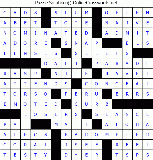 Solution for Crossword Puzzle #60725