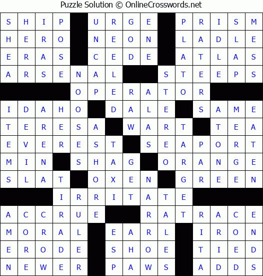 Solution for Crossword Puzzle #60767