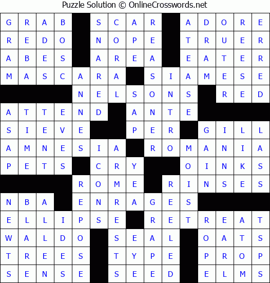 Solution for Crossword Puzzle #60821