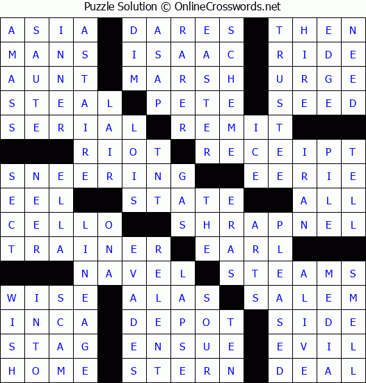 Solution for Crossword Puzzle #60988