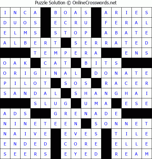 Solution for Crossword Puzzle #61009