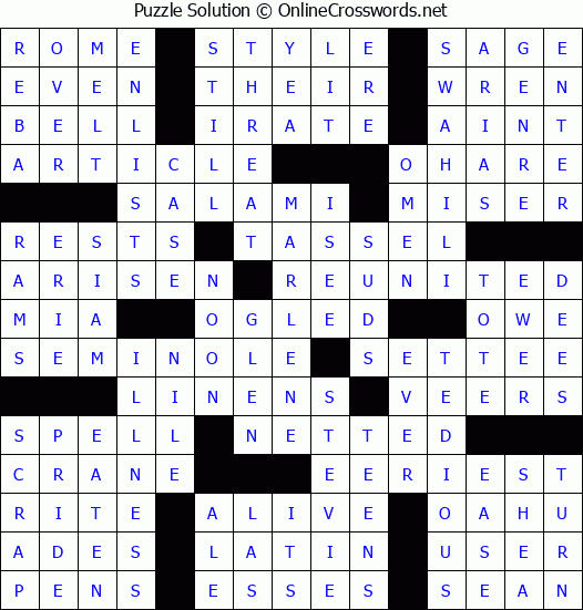 Solution for Crossword Puzzle #61011
